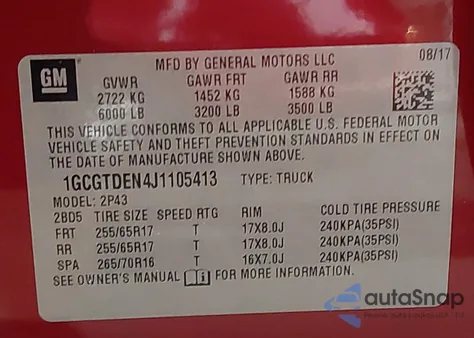 2018 Chevrolet Colorado Z71 z USA, uszkodzony, nr VIN 1GCGTDEN4J1105413